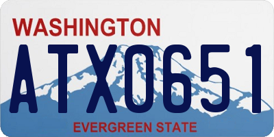 WA license plate ATX0651
