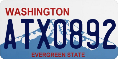 WA license plate ATX0892