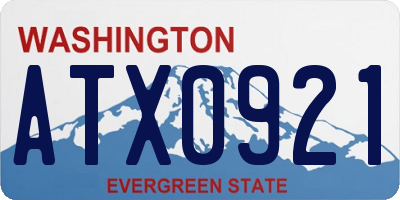 WA license plate ATX0921