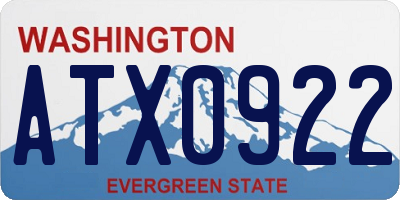WA license plate ATX0922