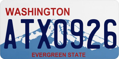 WA license plate ATX0926