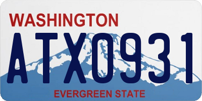 WA license plate ATX0931