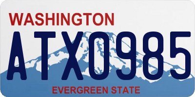 WA license plate ATX0985