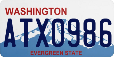 WA license plate ATX0986