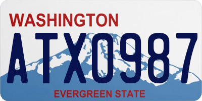 WA license plate ATX0987