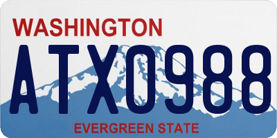 WA license plate ATX0988