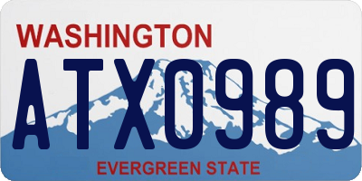 WA license plate ATX0989