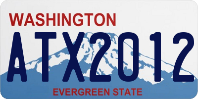 WA license plate ATX2012
