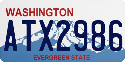 WA license plate ATX2986