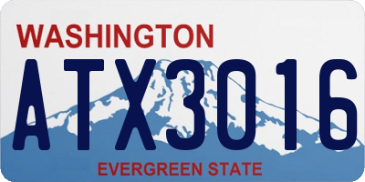WA license plate ATX3016
