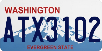 WA license plate ATX3102