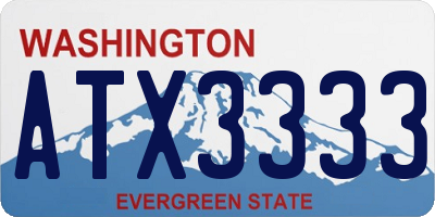 WA license plate ATX3333