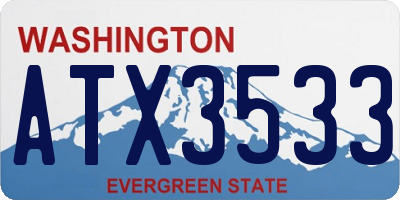 WA license plate ATX3533