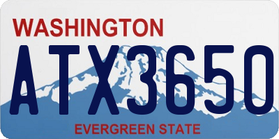 WA license plate ATX3650