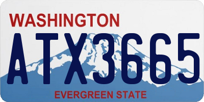 WA license plate ATX3665
