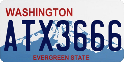 WA license plate ATX3666
