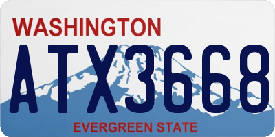 WA license plate ATX3668
