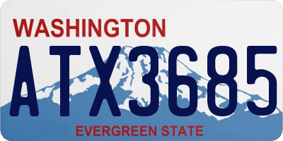 WA license plate ATX3685