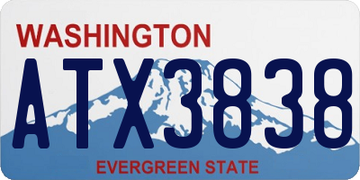 WA license plate ATX3838