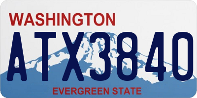 WA license plate ATX3840