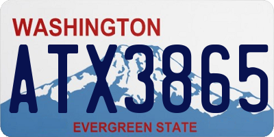 WA license plate ATX3865