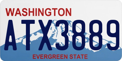 WA license plate ATX3889