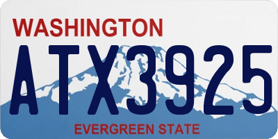 WA license plate ATX3925