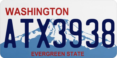 WA license plate ATX3938