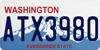 WA license plate ATX3980