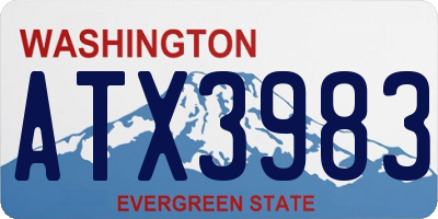 WA license plate ATX3983