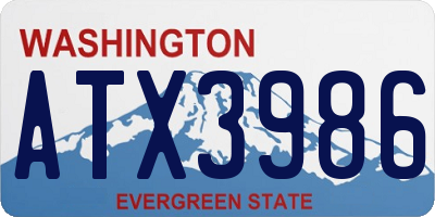 WA license plate ATX3986