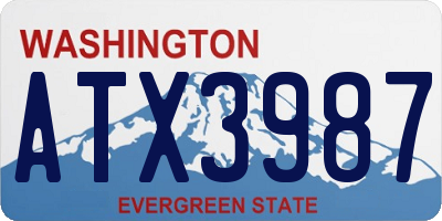 WA license plate ATX3987