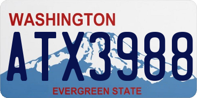 WA license plate ATX3988