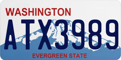 WA license plate ATX3989