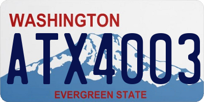 WA license plate ATX4003