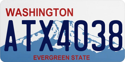 WA license plate ATX4038