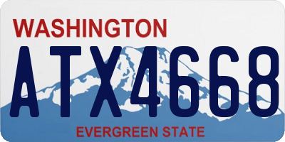 WA license plate ATX4668