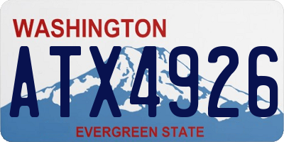 WA license plate ATX4926