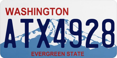 WA license plate ATX4928