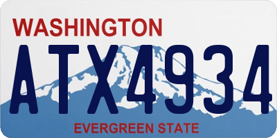WA license plate ATX4934