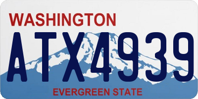 WA license plate ATX4939