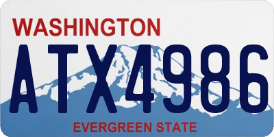 WA license plate ATX4986