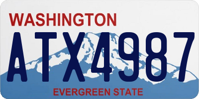WA license plate ATX4987