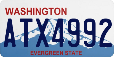 WA license plate ATX4992