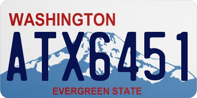WA license plate ATX6451