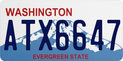 WA license plate ATX6647