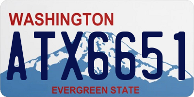 WA license plate ATX6651