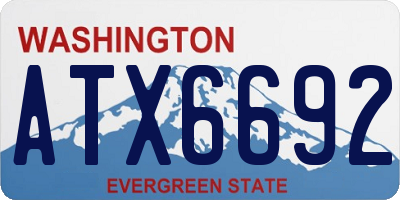 WA license plate ATX6692