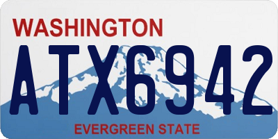 WA license plate ATX6942