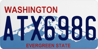 WA license plate ATX6986